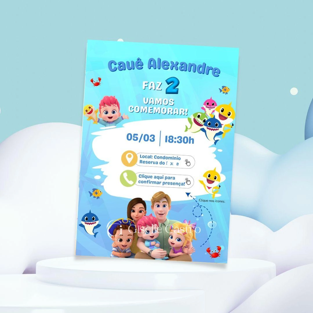 Convite Virtual Interativo Baby Shark